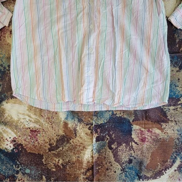 Dress barn Woman's Button Front Shirt Multicolor Stripe Long Sleeve Collar 1X - Picture 2 of 12
